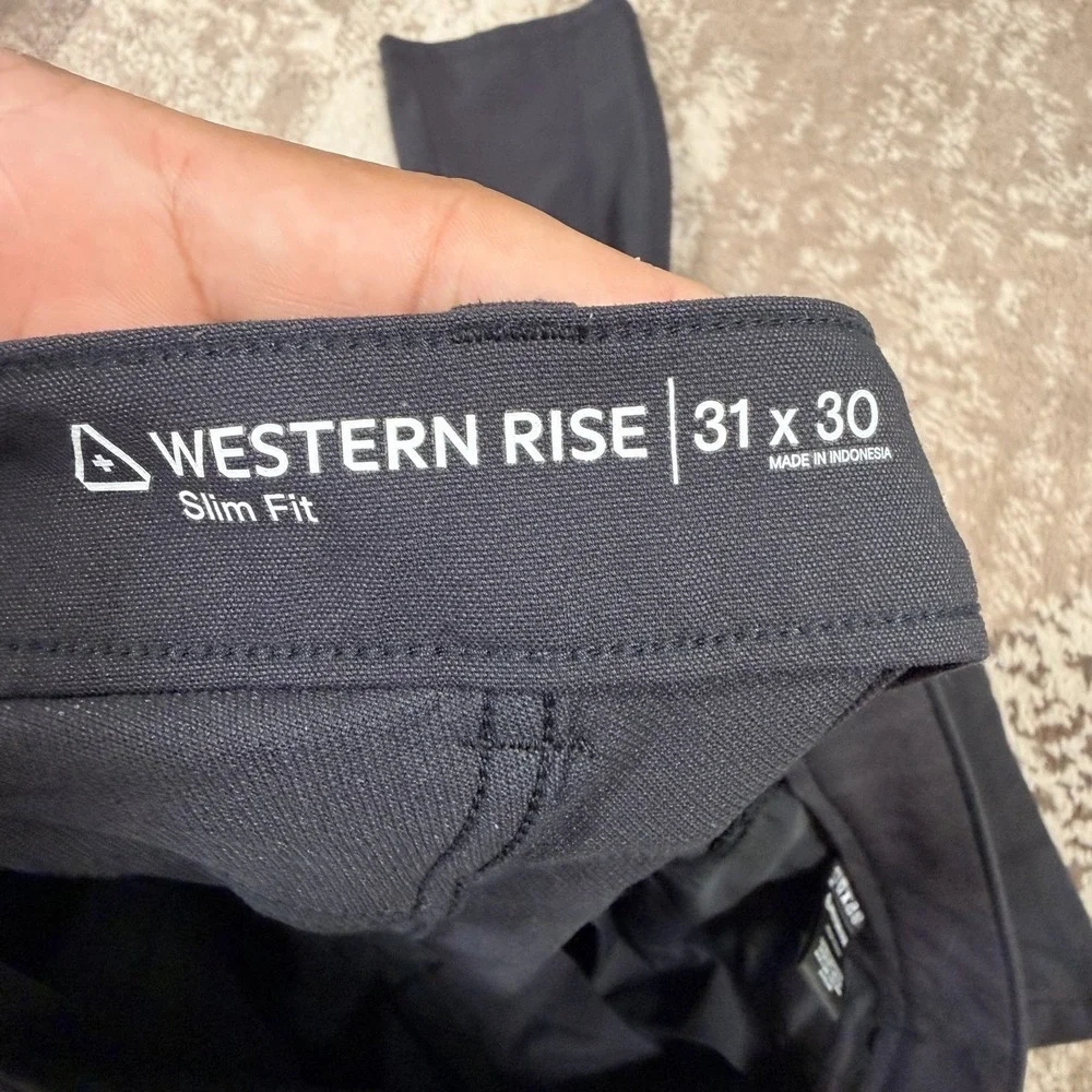 Western Rise Diversion Pants Mens 31x30 Slim Fit Black Stretch Travel Breathable